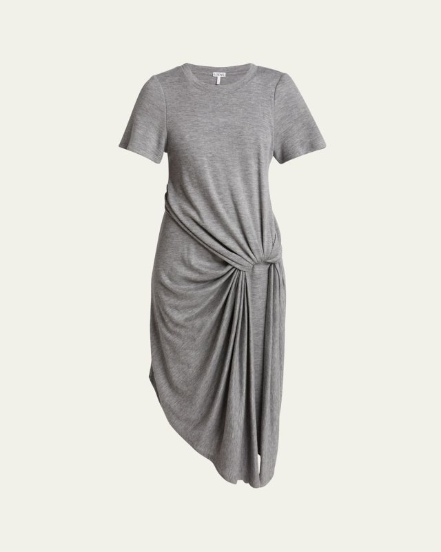 Side Drape Jersey T-Shirt Dress